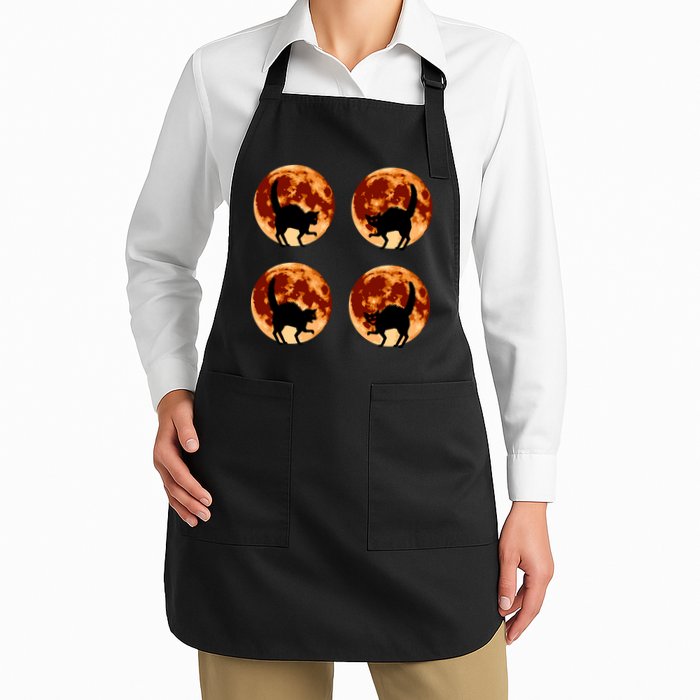 Halloween Cat with Full Moon Phases Apron