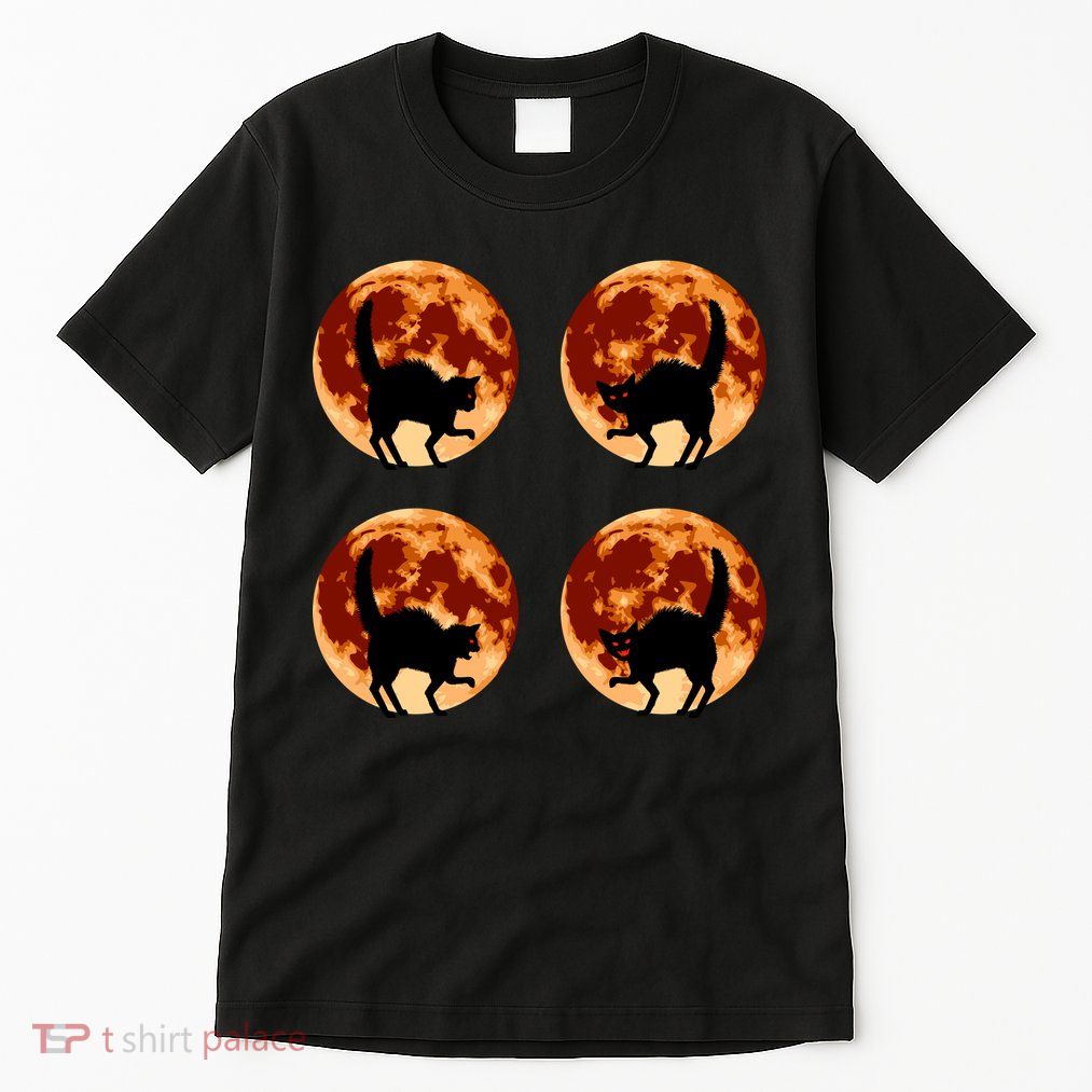Halloween Cat with Full Moon Phases Tall T-Shirt