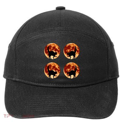 Halloween Cat with Full Moon Phases 7-Panel Snapback Hat