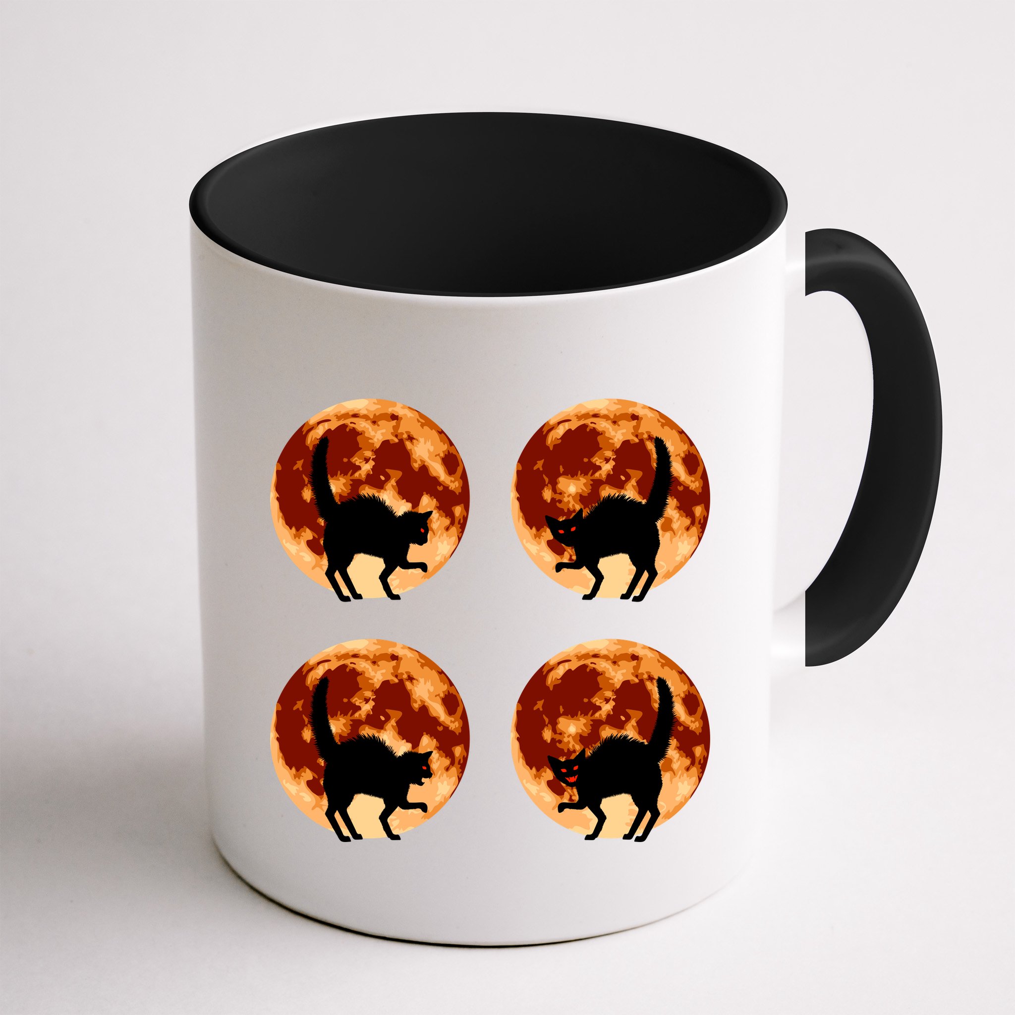 Halloween Cat with Full Moon Phases Mug