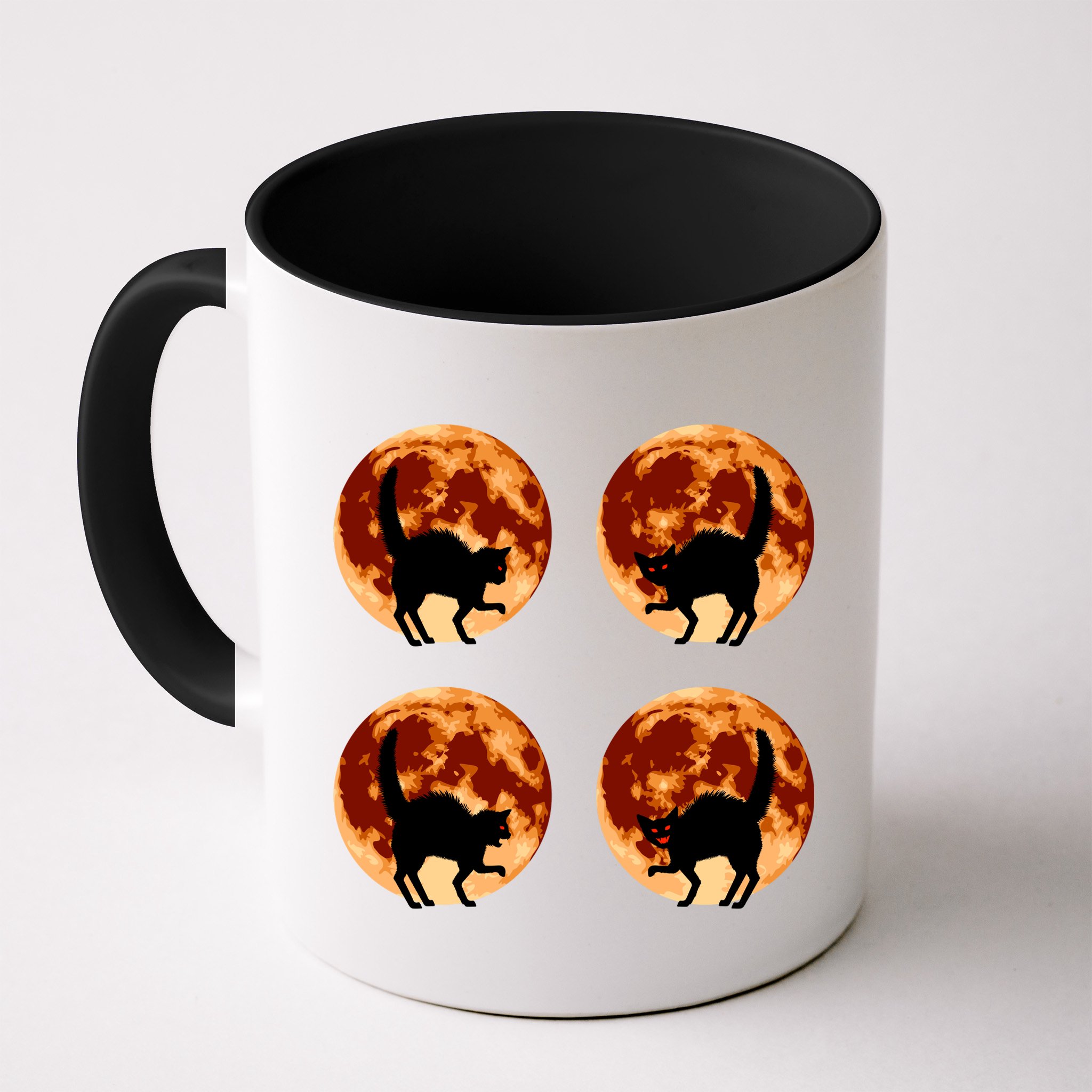 Halloween Cat with Full Moon Phases Mug