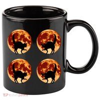 Halloween Cat with Full Moon Phases 11oz C Handle Ceramic Mug