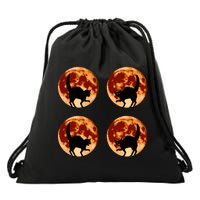 Halloween Cat with Full Moon Phases Drawstring Bag