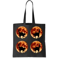 Halloween Cat with Full Moon Phases Tote Bag