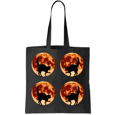 Halloween Cat with Full Moon Phases Tote Bag