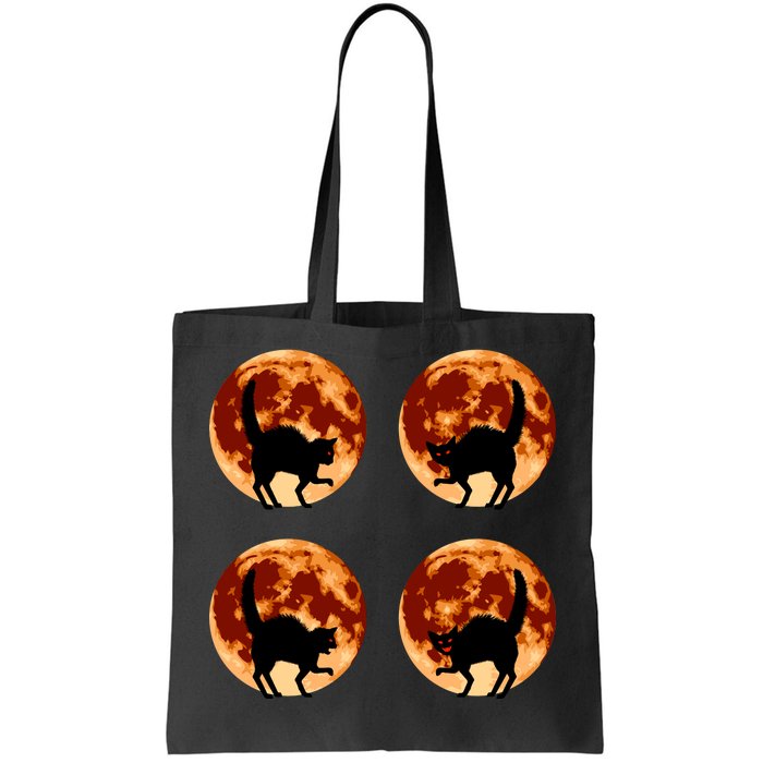 Halloween Cat with Full Moon Phases Tote Bag