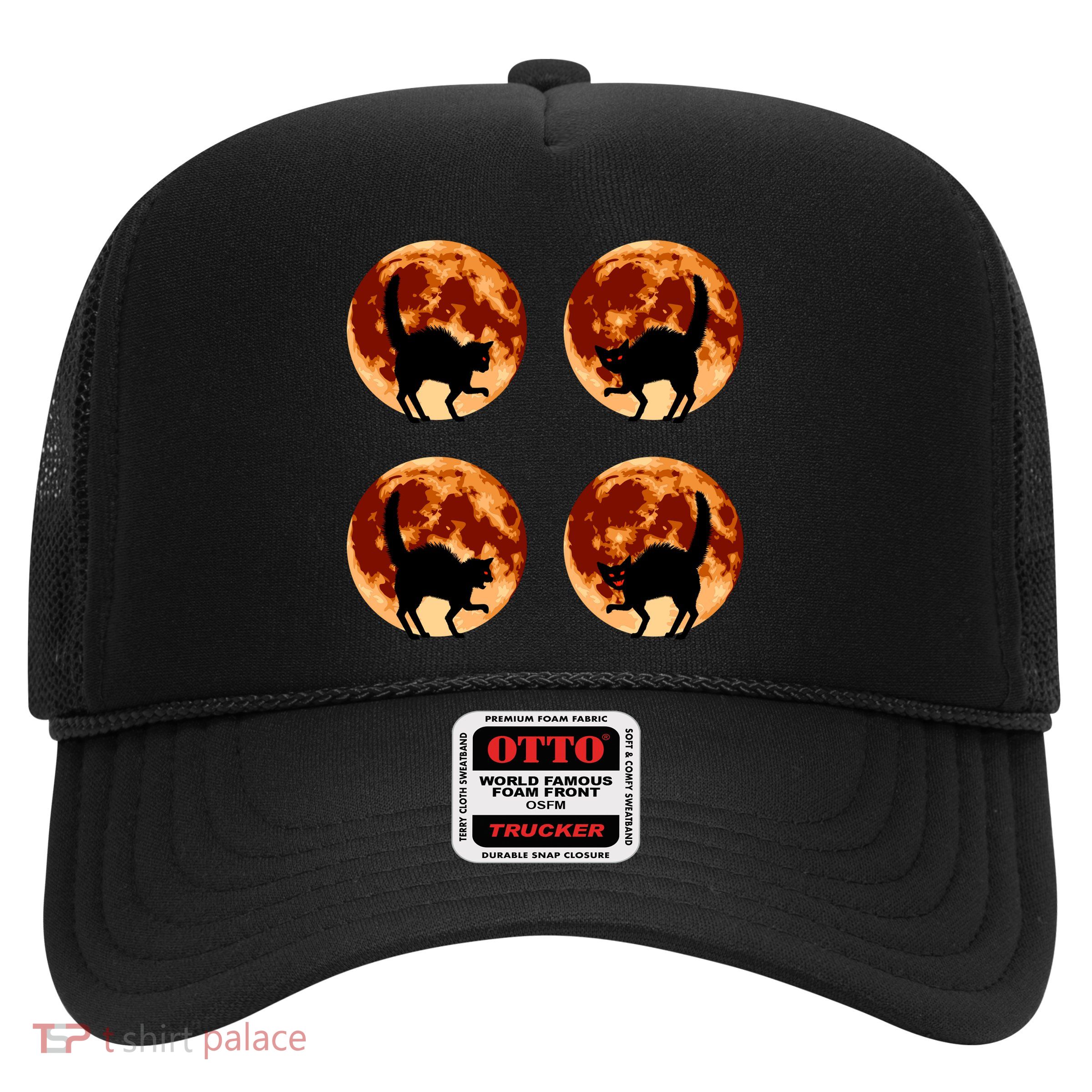 Halloween Cat with Full Moon Phases Trucker Hat