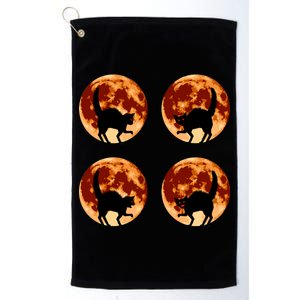 Halloween Cat with Full Moon Phases Platinum Collection Golf Towel