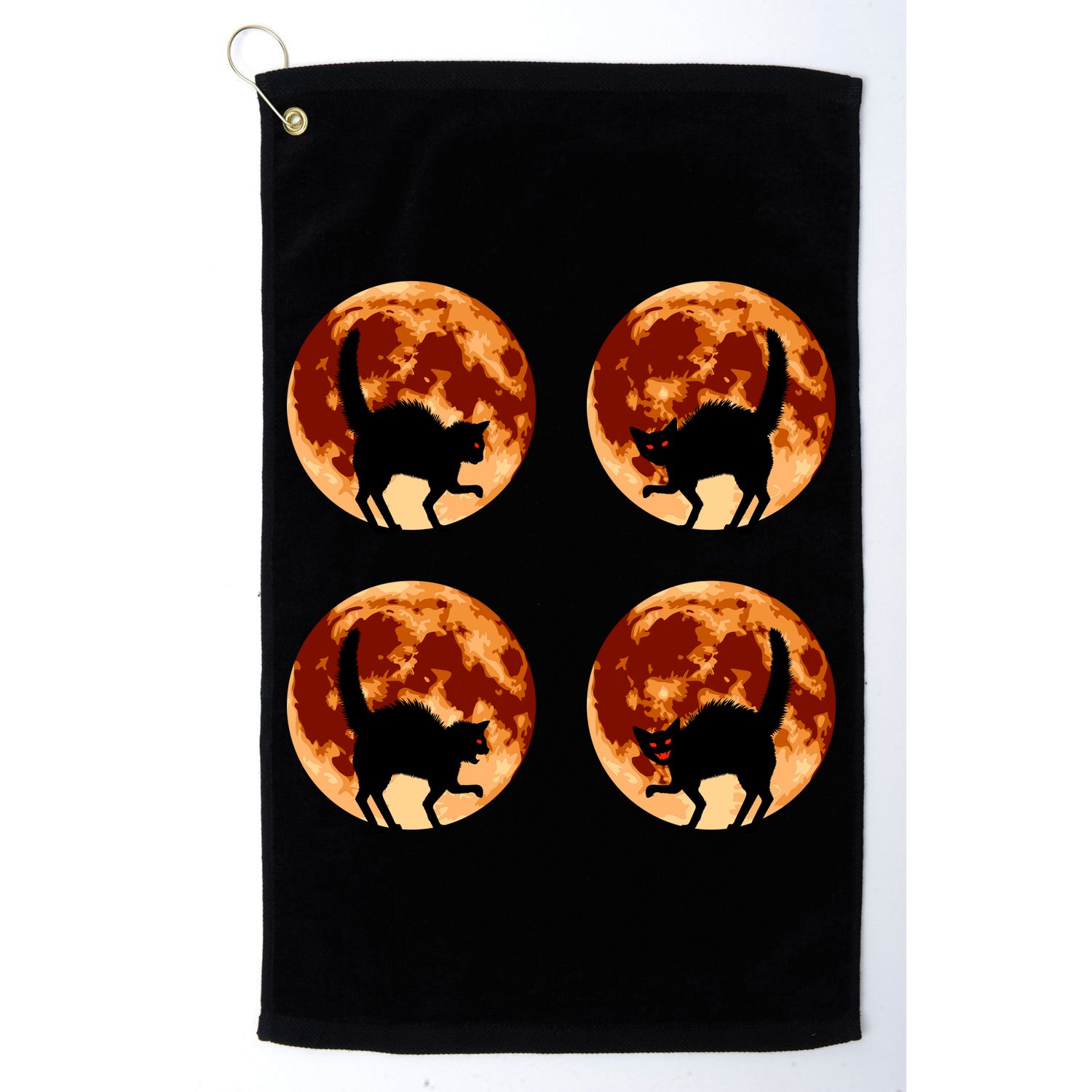 Halloween Cat with Full Moon Phases Golf Towel