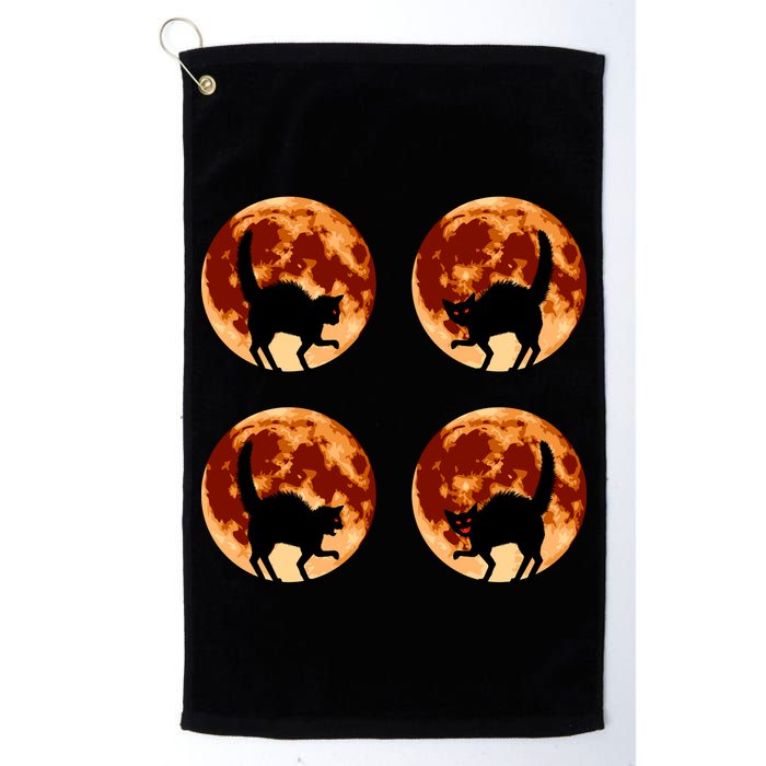 Halloween Cat with Full Moon Phases Golf Towel