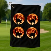 Halloween Cat with Full Moon Phases Golf Towel