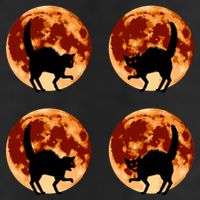 Halloween Cat with Full Moon Phases Golf Towel