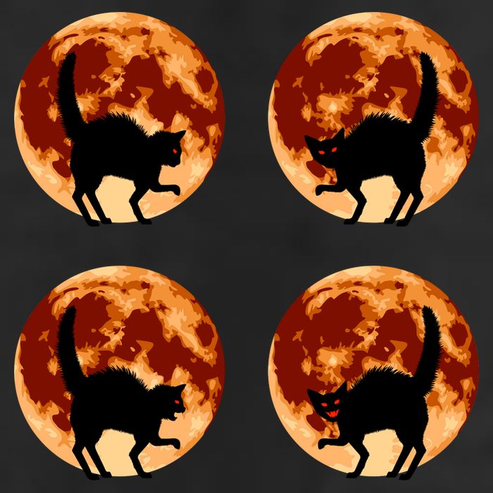 Halloween Cat with Full Moon Phases Golf Towel