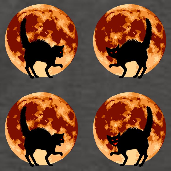 Halloween Cat with Full Moon Phases Vector Backpack