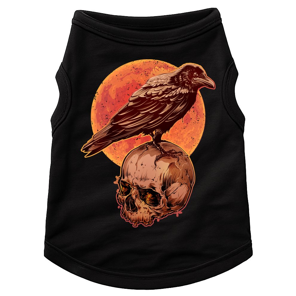 Halloween Cool Raven Crow Skull And Moon Doggie Tank