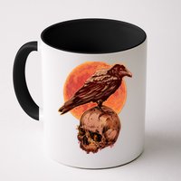 Halloween Cool Raven Crow Skull And Moon Mug