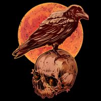 Halloween Cool Raven Crow Skull And Moon Mug