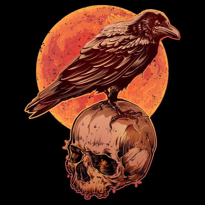 Halloween Cool Raven Crow Skull And Moon Mug