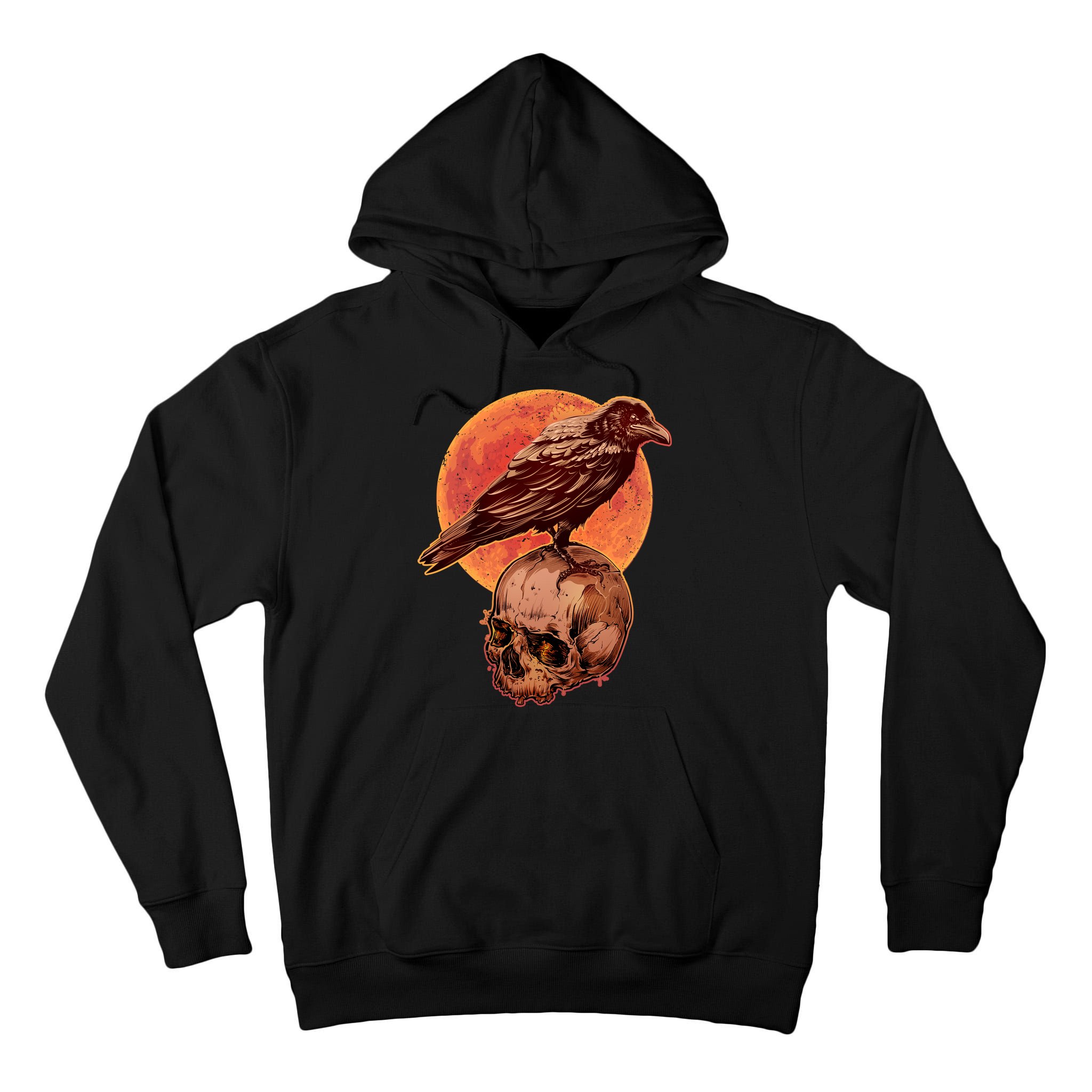 Halloween Cool Raven Crow Skull And Moon Tall Hoodie