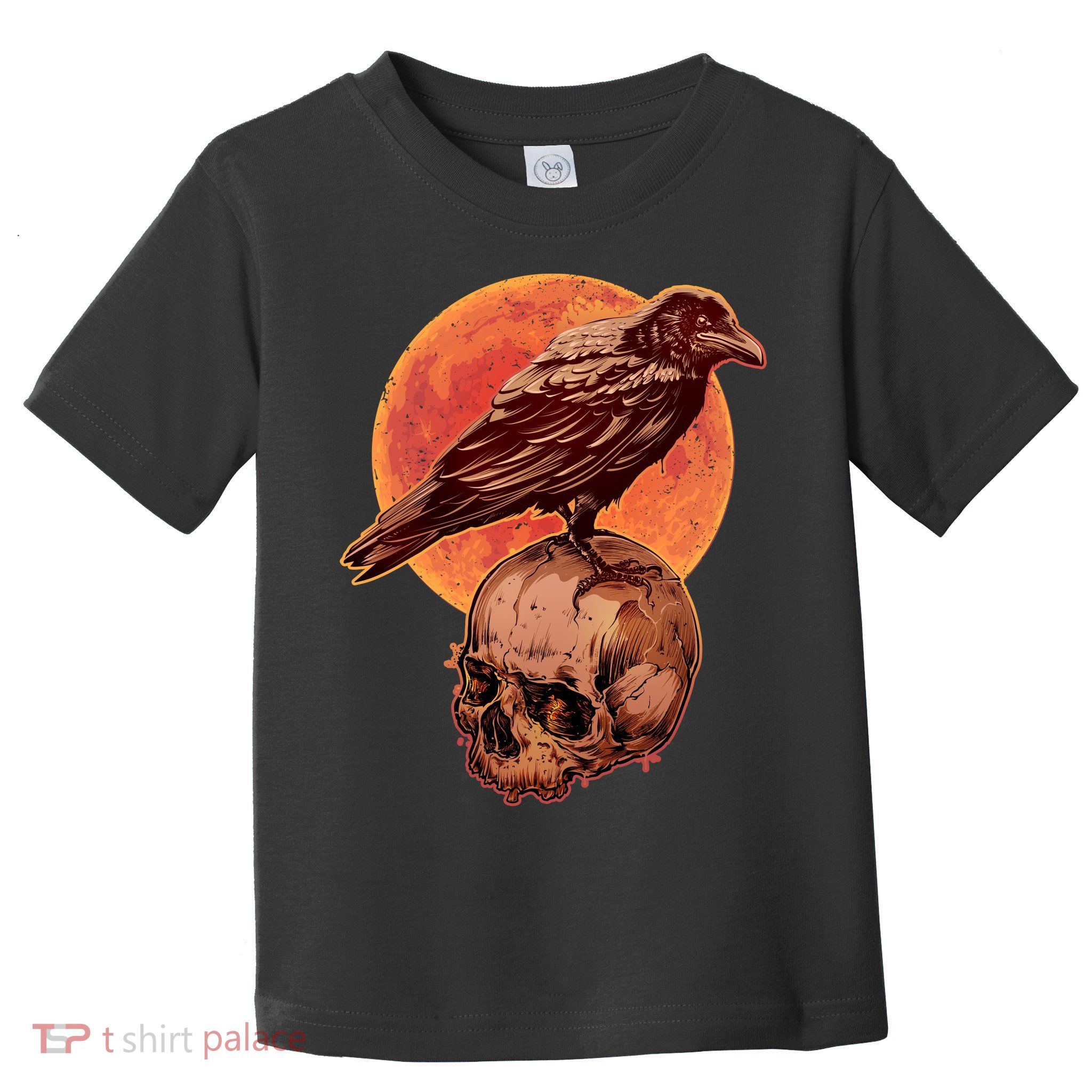 Halloween Cool Raven Crow Skull And Moon Toddler T-Shirt