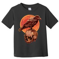 Halloween Cool Raven Crow Skull And Moon Toddler T-Shirt