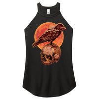 Halloween Cool Raven Crow Skull And Moon Women's Perfect Tri Rocker Tank