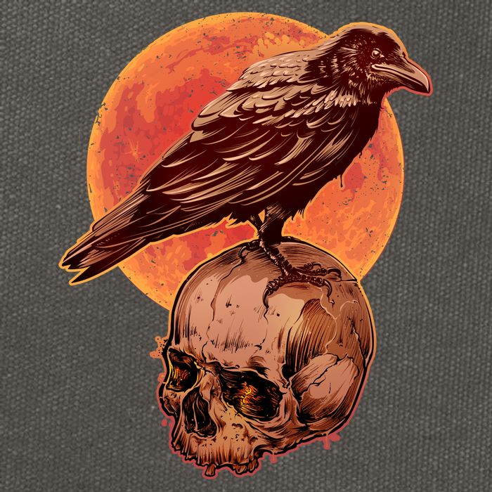 Halloween Cool Raven Crow Skull And Moon Cotton Canvas Backpack