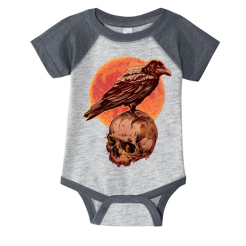 Halloween Cool Raven Crow Skull And Moon Infant Baby Jersey Bodysuit