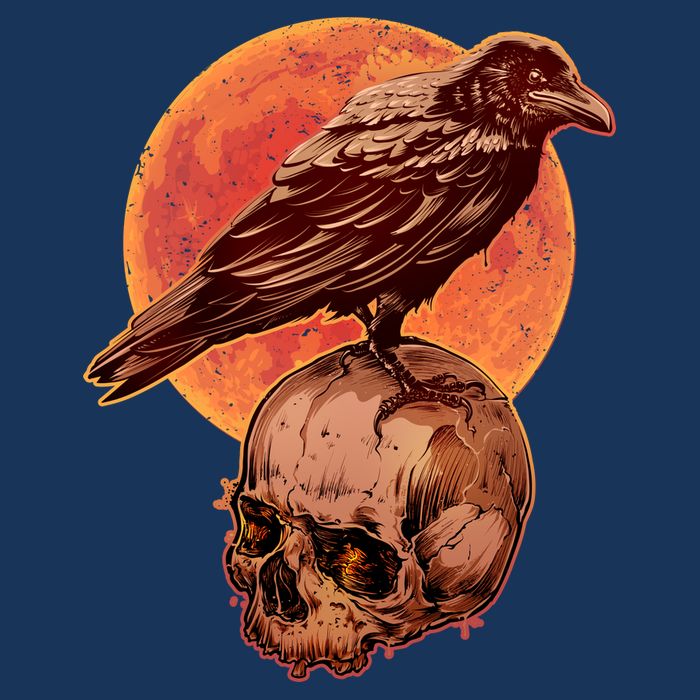 Halloween Cool Raven Crow Skull And Moon Infant Baby Jersey Bodysuit