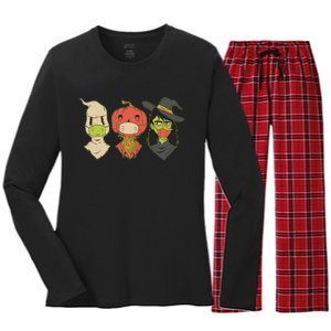 Halloween Creatures Pandemic Women's Long Sleeve Flannel Pajama Set 