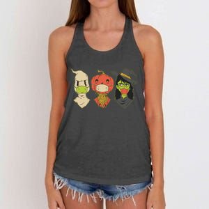 Halloween Creatures Pandemic Women's Knotted Racerback Tank