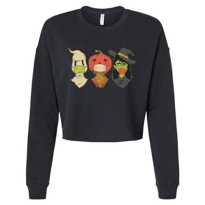 Halloween Creatures Pandemic Cropped Pullover Crew