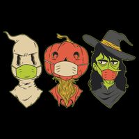 Halloween Creatures Pandemic Cropped Pullover Crew