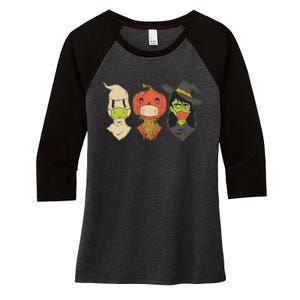 Halloween Creatures Pandemic Women's Tri-Blend 3/4-Sleeve Raglan Shirt