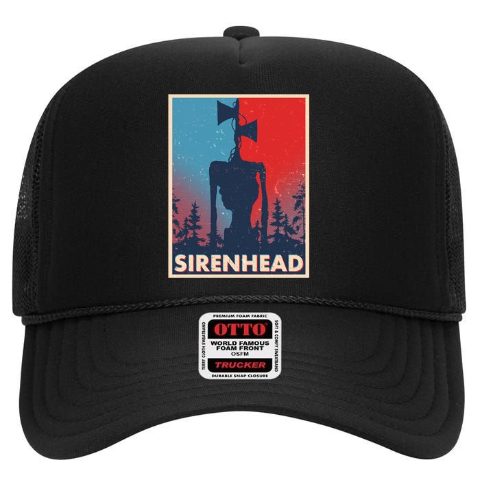 Halloween Creepy Sirenhead Vintage High Crown Mesh Back Trucker Hat