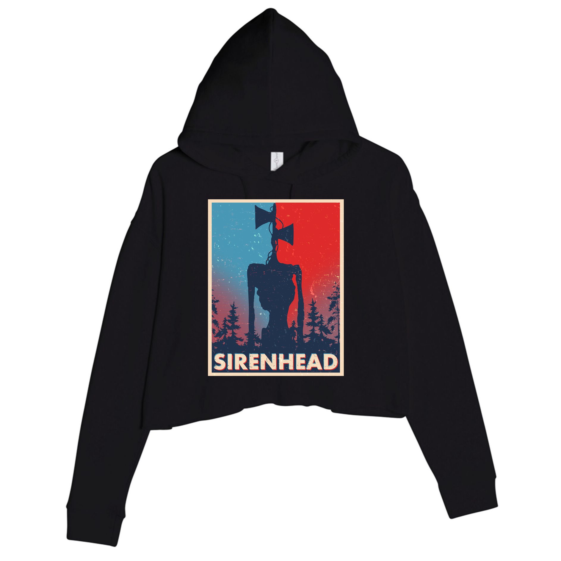 Halloween Creepy Sirenhead Vintage Crop Fleece Hoodie
