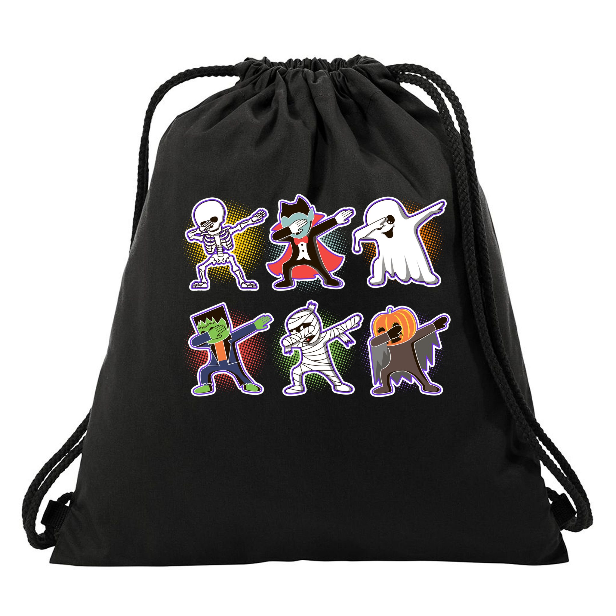 Halloween Cute Funny Dabbing Monsters Drawstring Bag