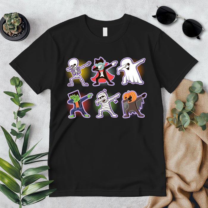 Halloween Cute Funny Dabbing Monsters Premium T-Shirt