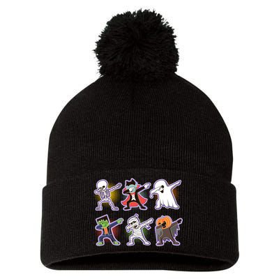 Halloween Cute Funny Dabbing Monsters Pom Pom 12in Knit Beanie