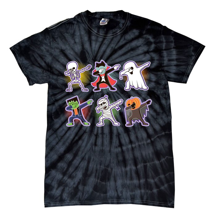 Halloween Cute Funny Dabbing Monsters Tie-Dye T-Shirt