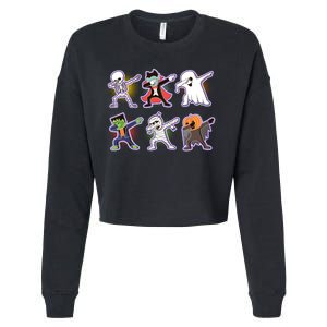 Halloween Cute Funny Dabbing Monsters Cropped Pullover Crew