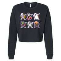 Halloween Cute Funny Dabbing Monsters Cropped Pullover Crew