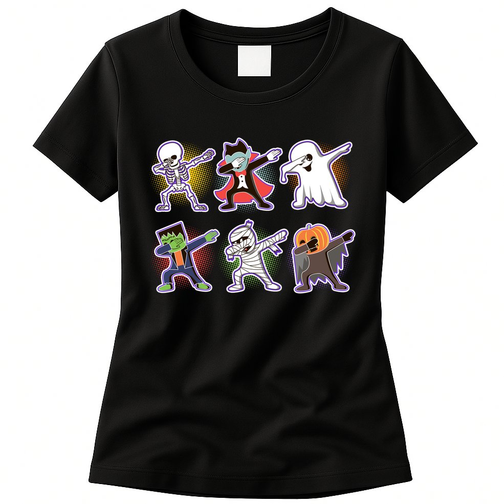 Halloween Cute Funny Dabbing Monsters Womens T-Shirt
