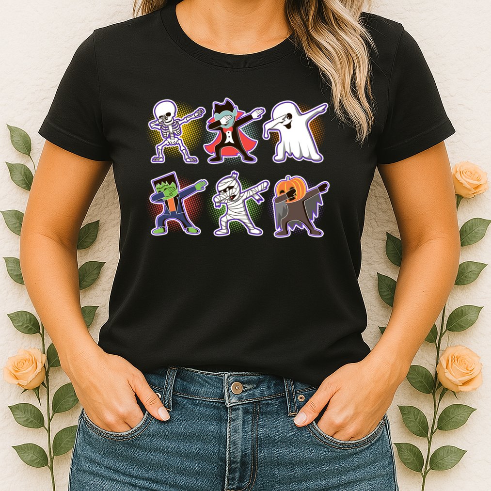 Halloween Cute Funny Dabbing Monsters Womens T-Shirt