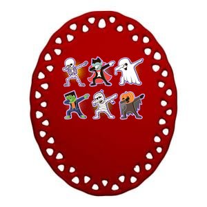 Halloween Cute Funny Dabbing Monsters Ceramic Oval Ornament