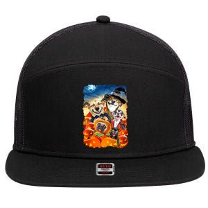 Halloween Dogs and Cats Selfie 2 7 Panel Mesh Trucker Snapback Hat