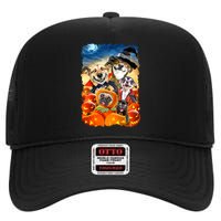 Halloween Dogs and Cats Selfie 2 High Crown Mesh Back Trucker Hat