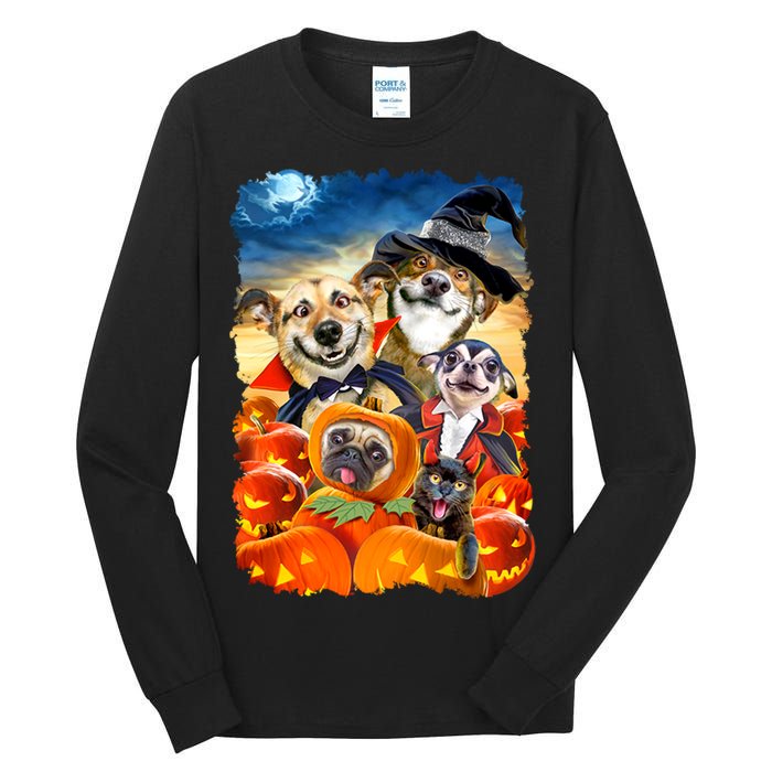 Halloween Dogs and Cats Selfie 2 Tall Long Sleeve T-Shirt