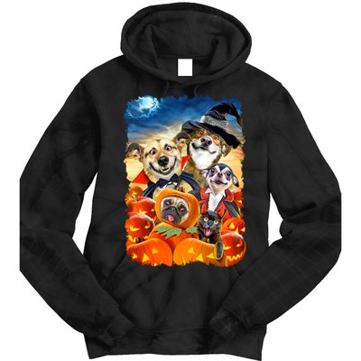 Halloween Dogs and Cats Selfie 2 Tie Dye Hoodie