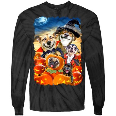 Halloween Dogs and Cats Selfie 2 Tie-Dye Long Sleeve Shirt